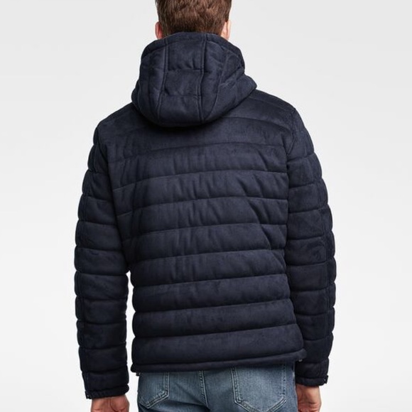 Zara Man Puffer Coat Jacket Faux Suede Hood - Picture 3 of 6